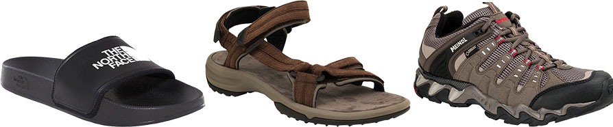 sandal, slider and walking shoe